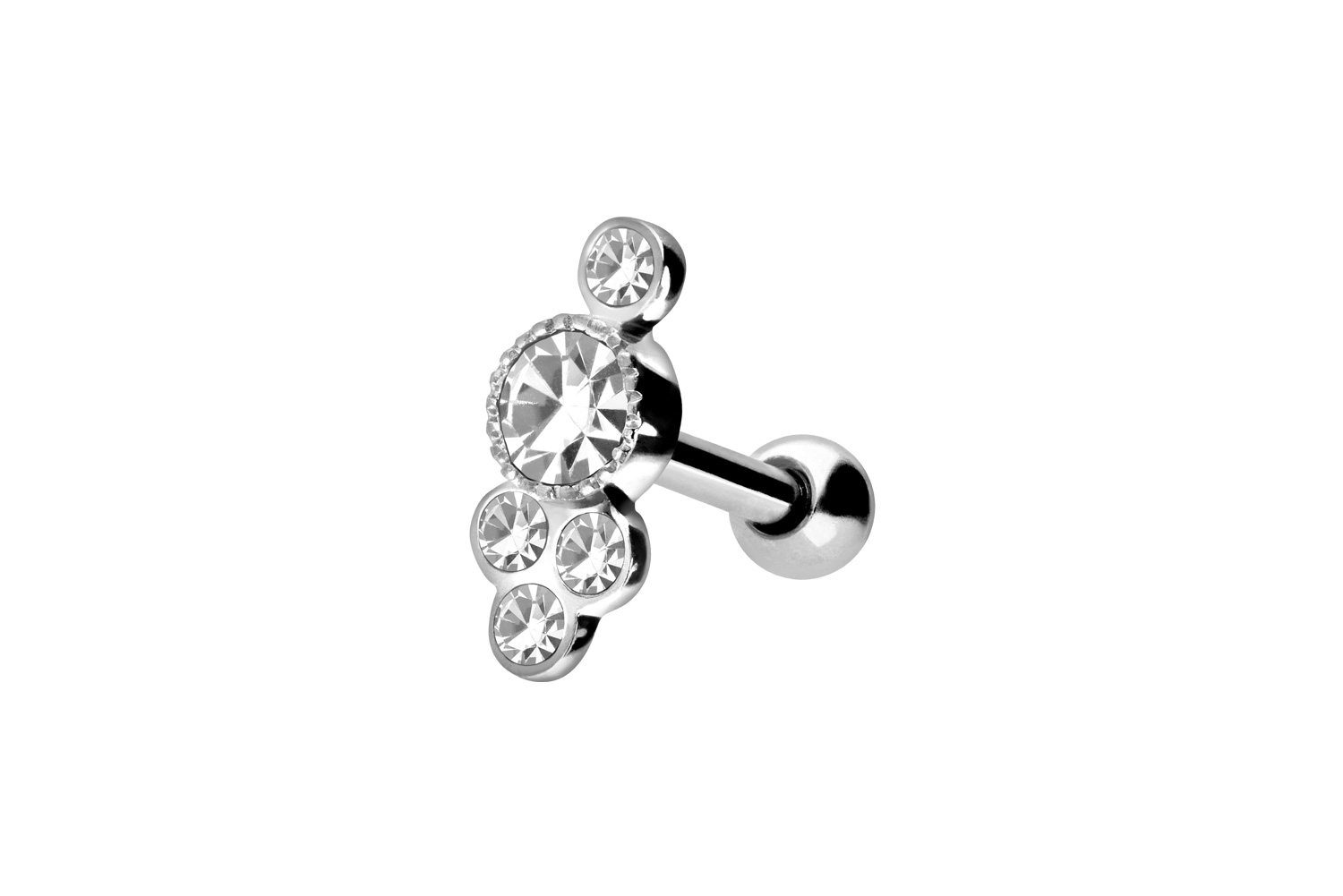 Chirurgenstahl Ohrpiercing ORIENTALISCHES DESIGN + 5 KRISTALLE